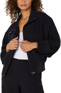 LIVERPOOL ZIP UP DOLMAN JACKET - BLACK