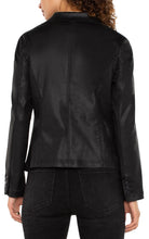 Load image into Gallery viewer, LIVERPOOL NOTCH COLLAR ONE BUTTON BLAZER - COATED BLACK
