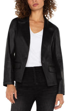 Load image into Gallery viewer, LIVERPOOL NOTCH COLLAR ONE BUTTON BLAZER - COATED BLACK
