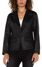 Load image into Gallery viewer, LIVERPOOL NOTCH COLLAR ONE BUTTON BLAZER - COATED BLACK
