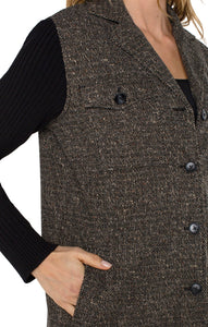 LIVERPOOL COATIGAN WITH SWEATER SLEEVES - BLACK TAN HERRINGBONE