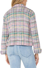 Load image into Gallery viewer, LIVERPOOL BUTTON FRONT BOXY SHACKET - TEA ROSE MULTI PLAID BOUCLE
