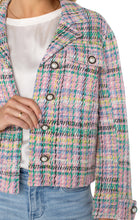 Load image into Gallery viewer, LIVERPOOL BUTTON FRONT BOXY SHACKET - TEA ROSE MULTI PLAID BOUCLE
