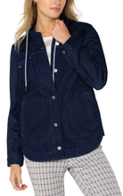 Load image into Gallery viewer, LIVERPOOL SHIRT JACKET WITH HOOD - INDIGO RINSE
