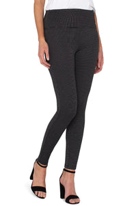 LIVERPOOL PEARL PULL-ON LEGGING - BLACK WHITE MINI GRID