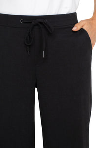 LIVERPOOL PULL-ON WIDE LEG CROP TROUSER - BLACK