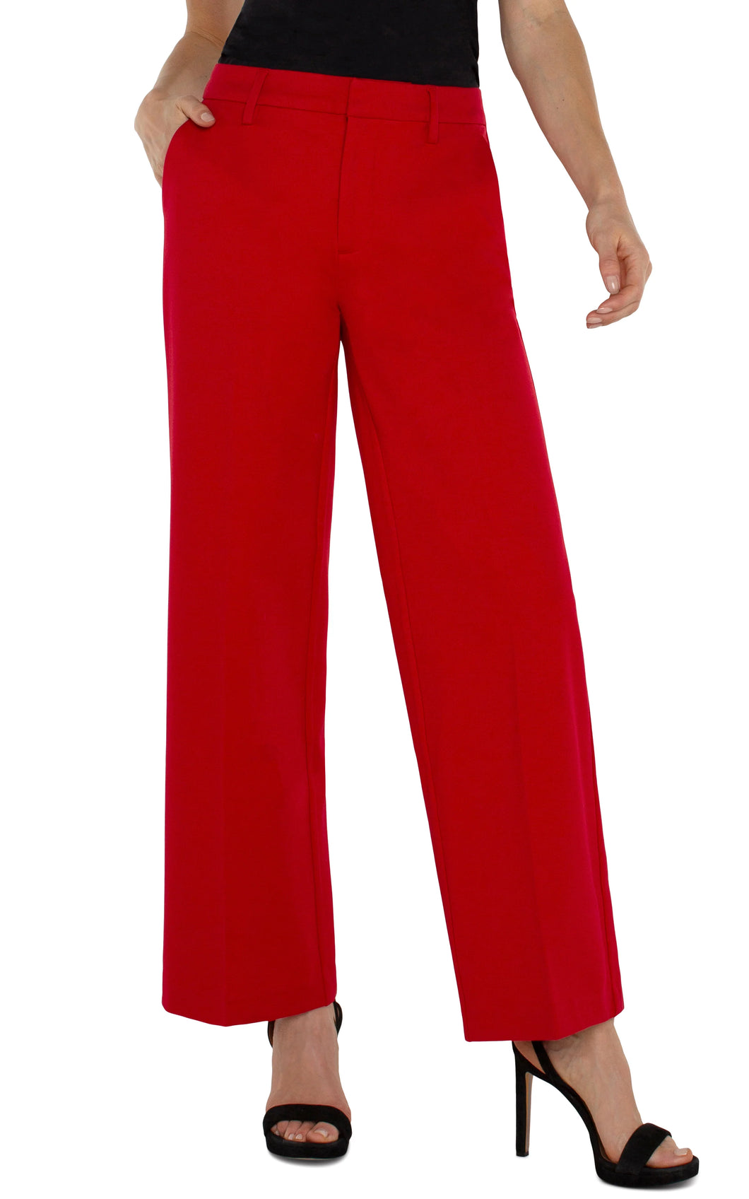 LIVERPOOL KELSEY WIDE LEG TROUSER - TANGO RED