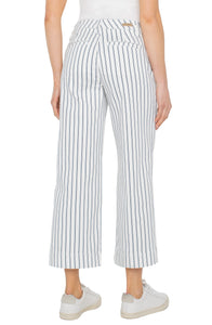 LIVERPOOL WIDE LEG CROP WITH PATCH POCKETS - VINTAGE INDIGO STRIPE