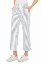 Load image into Gallery viewer, LIVERPOOL WIDE LEG CROP WITH PATCH POCKETS - VINTAGE INDIGO STRIPE
