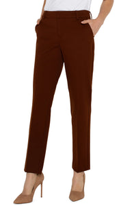 LIVERPOOL KELSEY KNIT TROUSER SUPER STRETCH - RICH MAHOGANY