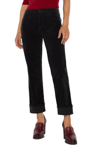 LIVERPOOL MARLEY GIRLFRIEND CUFFED CORDUROY - ONYX