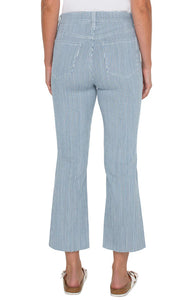 LIVERPOOL THE GIA GLIDER CROP FLARE TWISTED SEAM - CHAMBRAY STRIPE