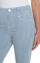 Load image into Gallery viewer, LIVERPOOL THE GIA GLIDER CROP FLARE TWISTED SEAM - CHAMBRAY STRIPE
