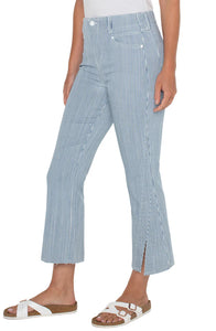 LIVERPOOL THE GIA GLIDER CROP FLARE TWISTED SEAM - CHAMBRAY STRIPE