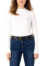 Load image into Gallery viewer, LIVERPOOL MOCK NECK LONG SLEEVE KNIT TOP - SNOW
