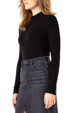 Load image into Gallery viewer, LIVERPOOL MOCK NECK LONG SLEEVE KNIT TOP - BLACK
