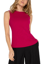 Load image into Gallery viewer, LIVERPOOL SLEEVELESS BOAT NECK RIB KNIT TOP - STAR RUBY
