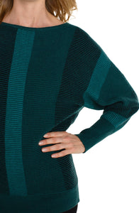 LIVERPOOL BOAT NECK DOLMAN SWEATER - MALACHITE MULTI