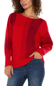 LIVERPOOL BOAT NECK DOLMAN SWEATER - TANGO RED MULTI