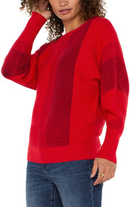 LIVERPOOL BOAT NECK DOLMAN SWEATER - TANGO RED MULTI