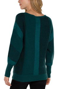 LIVERPOOL BOAT NECK DOLMAN SWEATER - MALACHITE MULTI