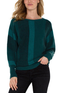 LIVERPOOL BOAT NECK DOLMAN SWEATER - MALACHITE MULTI