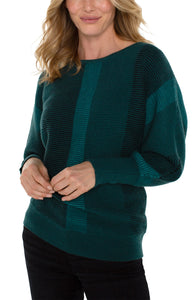 LIVERPOOL BOAT NECK DOLMAN SWEATER - MALACHITE MULTI