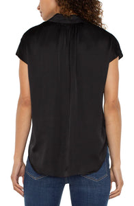 LIVERPOOL BUTTON FRONT DOLMAN SLEEVE BLOUSE - BLACK