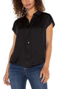 LIVERPOOL BUTTON FRONT DOLMAN SLEEVE BLOUSE - BLACK