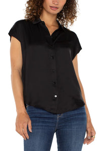 LIVERPOOL BUTTON FRONT DOLMAN SLEEVE BLOUSE - BLACK