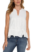 Load image into Gallery viewer, LIVERPOOL SLEEVELESS WOVEN EYELET TOP - WHITE
