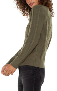 LIVERPOOL LONG SLEEVE CREW NECK RAGLAN SWEATER - SPANISH OLIVE