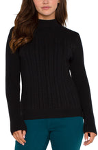 Load image into Gallery viewer, LIVERPOOL MOCK NECK CABLE SWEATER - BLACK
