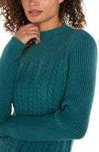 Load image into Gallery viewer, LIVERPOOL MOCK NECK CABLE SWEATER - MALACHITE
