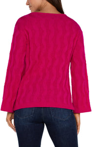 LIVERPOOL LONG SLEEVE BOATNECK SWEATER - BRIGHT STAR RUBY