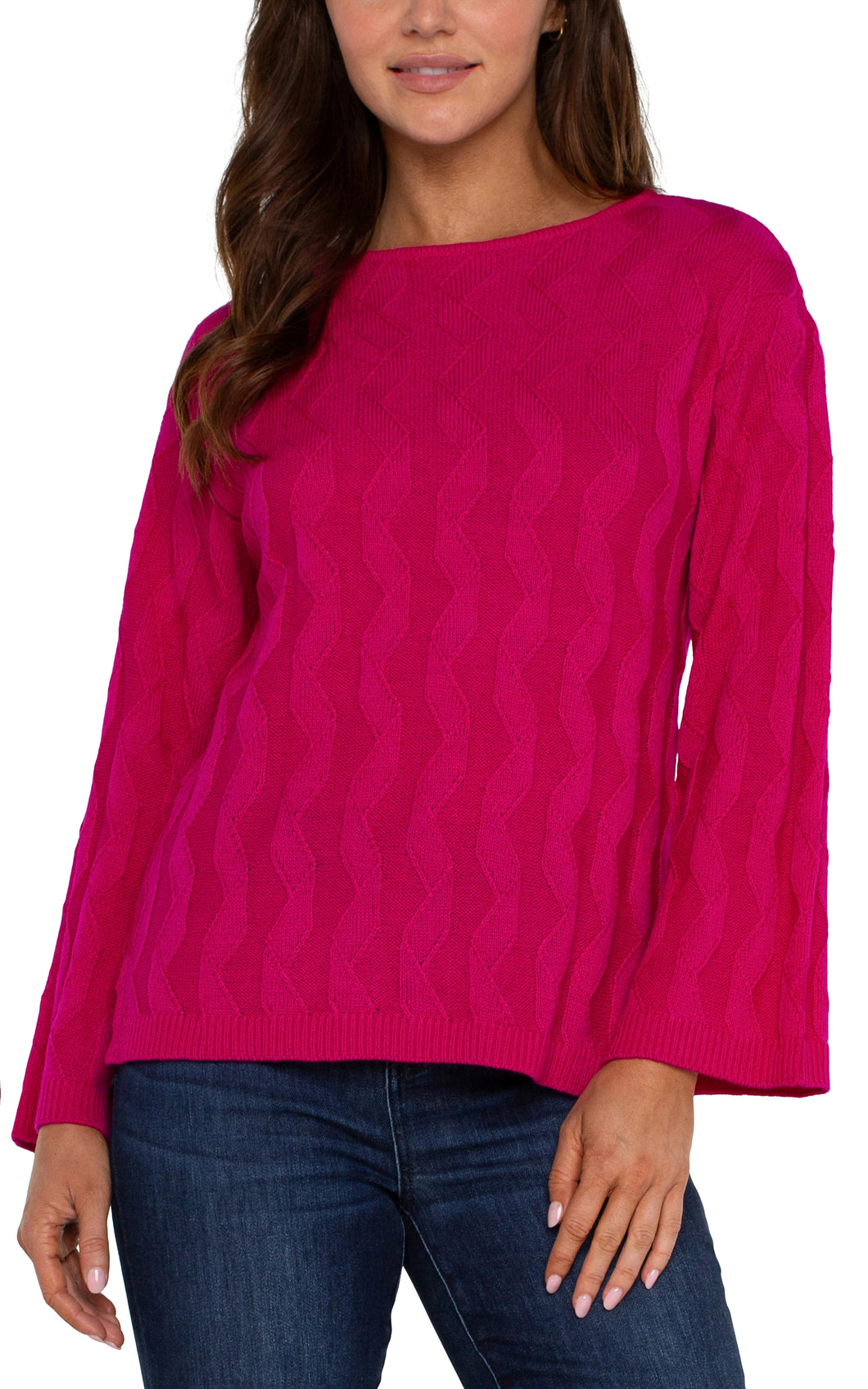 LIVERPOOL LONG SLEEVE BOATNECK SWEATER - BRIGHT STAR RUBY