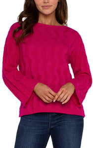 LIVERPOOL LONG SLEEVE BOATNECK SWEATER - BRIGHT STAR RUBY