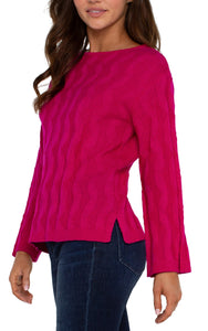 LIVERPOOL LONG SLEEVE BOATNECK SWEATER - BRIGHT STAR RUBY