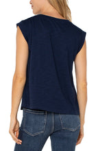 Load image into Gallery viewer, LIVERPOOL SLEEVELESS WOVEN KNIT TOP - DARK NAVY
