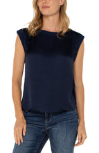 Load image into Gallery viewer, LIVERPOOL SLEEVELESS WOVEN KNIT TOP - DARK NAVY
