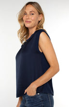 Load image into Gallery viewer, LIVERPOOL SLEEVELESS WOVEN KNIT TOP - DARK NAVY
