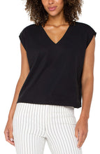 Load image into Gallery viewer, LIVERPOOL DOLMAN SLEEVE V-NECK TOP - BLACK
