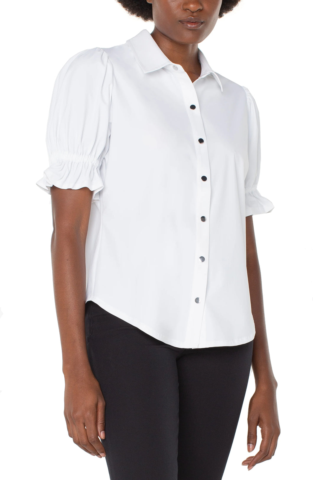 LIVERPOOL SNAP FRONT KNIT SHIRT - WHITE
