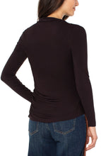 Load image into Gallery viewer, LIVERPOOL LONG SLEEVE MOCK NECK KNIT TOP W/ SHIRRING - JAVA
