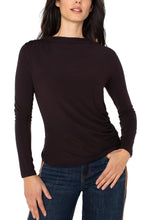 Load image into Gallery viewer, LIVERPOOL LONG SLEEVE MOCK NECK KNIT TOP W/ SHIRRING - JAVA
