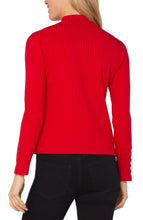 Load image into Gallery viewer, LIVERPOOL LONG SLEEVE MOCK NECK KNIT TOP W/ BUTTON DETAIL - TANGO RED
