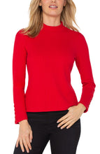 Load image into Gallery viewer, LIVERPOOL LONG SLEEVE MOCK NECK KNIT TOP W/ BUTTON DETAIL - TANGO RED
