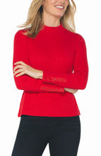 Load image into Gallery viewer, LIVERPOOL LONG SLEEVE MOCK NECK KNIT TOP W/ BUTTON DETAIL - TANGO RED

