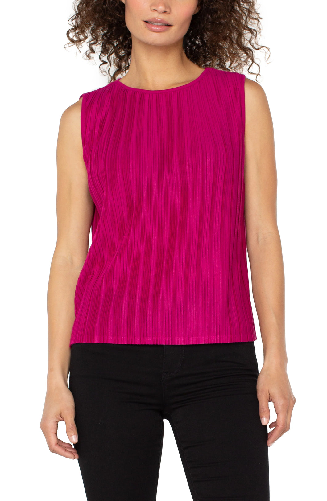 LIVERPOOL SLEEVELESS CREW NECK KNIT TOP - DARK CURRANT