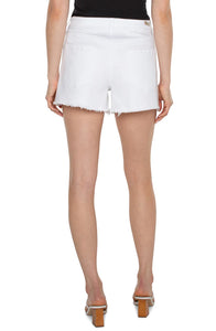 LIVERPOOL CHRISTINE HI-RISE ECO A-LINE FRAY SHORT - BRIGHT WHITE